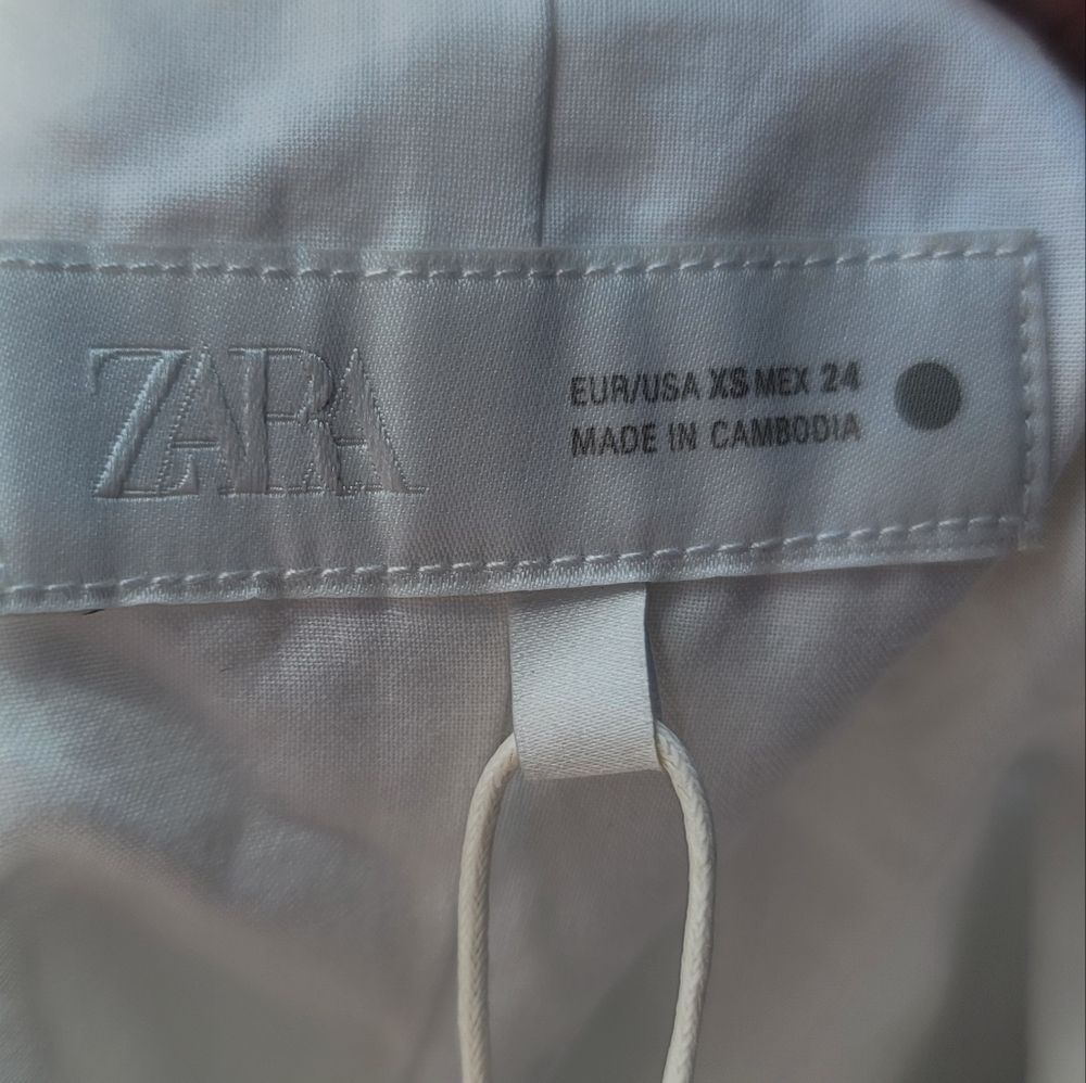 Zara Woman White Embroidered Eyelet Peplum Crop Top XS - Picture 10 of 14